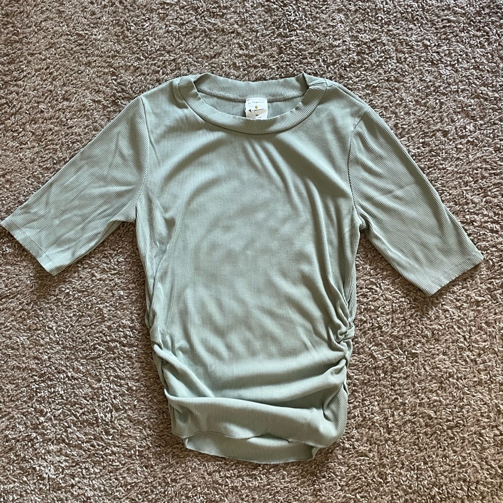 SAGE GREEN TOP RUCHED SIDES SMALL
